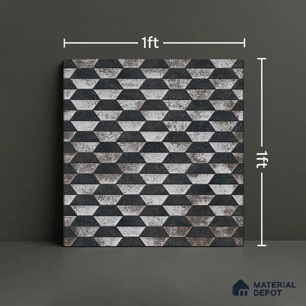Geometric Wall & Floor Tile TL 07237 B Alpi 4002 Granula 1 ft x 1 ft Ceramic Matte Finish - 9 mm  | 2 mm Spacer is Mandatory | Please Expect a Slight Variation of Pattern (Sample)